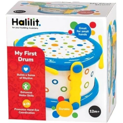 Image of Halilit My First Drum. Durable, Light &amp; Robust Kids Music Toy. Musical Instrument with 2 Baby Safe Beaters. Early Learning Sensory Percussion Suitable for Boys Girls 12 months +