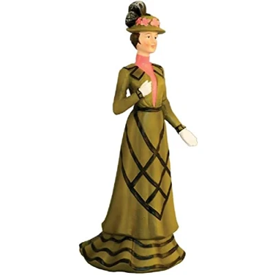 Image of Melody Jane Dolls House Victorian Lady in Green Outfit Miniature People Resin Figure 1:12