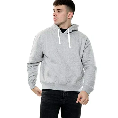 Image of True Face Mens Hoodie Pullover Classic Hooded Top Plain Ribbed Cuff Long Sleeve Sweatshirt Pull Over Hoody Grey 1, Medium