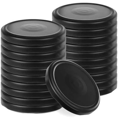 Image of KADAX Screw Lids fi82 mm, Twist Off Lid Set Made of Metal, Replacement for Mason Jars, with 6 Locking Teeth Jars and Preserving (Matte Black, 20 Pieces)