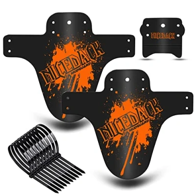 Image of NICEDACK Mud Guard, 2PCS MTB Bicycle Mudguards for 26&quot; 650B 27.5&quot; 29&quot; Mountain Bike Rear and Front Mudguard Fender (Orange, Matte Surface)