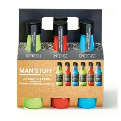 Image of Man Stuff Ultimate 6 Pack Toiletry Set For Men Face &amp; Body Wash Moisturiser Shampoo Male Care Grooming Gift