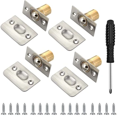 Image of WeqeYent 4 Pack Ball Door Catches, Adjustable Roller Catches Spring Loaded Latch Lock Stainless Steel+Brass with Screws and Screwdriver for Internal Doors