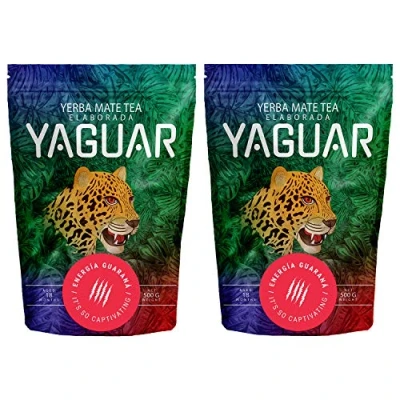 Image of Yerba Mate Yaguar Energia Guarana Tea with Fruits Very High in Caffeine Gluten Free Extra Strong Stimulation (1000g (2x500g))