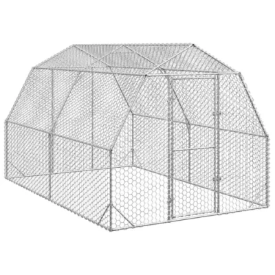 Image of vidaxl Chicken Run/Coop 2.5x4x2.25m Galvanised Steel Outdoor Enclosure for Poultry Rabbits Ducks