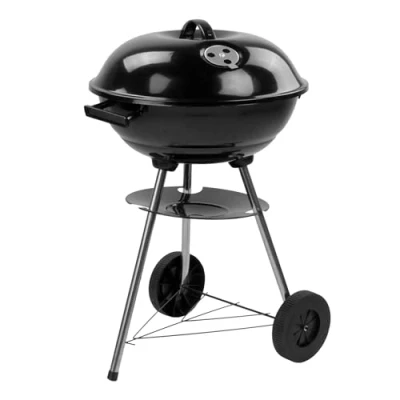Image of KCT Compact Kettle BBQ, Round Portable Barbecue with Lid &amp; Wheels For Outdoor Cooking