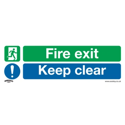 Image of Worksafe Safe Conditions Safety Sign Fire Exit Keep Clear Self Adhesive Vinyl
