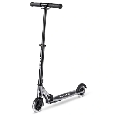 Image of Micro Scooters Sprite LED Children&#039;s Scooter Handlebar Adjustable Light Up Wheels Foldable 5 12yrs Boys &amp; Girls Silver