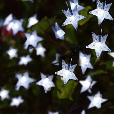 Image of FANSIR Solar String Lights Garden, 100LED Star Fairy Outdoor Powered Led Light Waterproof 8 Modes Decorative for Garden Patio Yard Home Wedding Party, Cool White