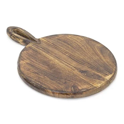 Image of Carousel Home 27cm Round Mango Wood Chopping Board Wooden Cutting Serving Sharing Platter Food Presentation