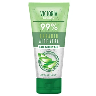 Image of Victoria Beauty 99% Organic Aloe Vera Gel Moisturiser for Face and Body with Healing, Soothing, Rehydrating, 200ml