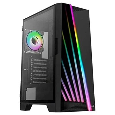 Image of Aerocool Mirage ARGB ATX Mid Tower Case, LED Front, Tempered Glass Side Panel, 2x 12cm Fans, Black
