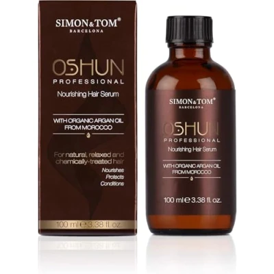 Image of Simon&amp;Tom Oshun Nutritive Hair Serum Moroccan Bio Argan Oil, Nourishes, Repairs, Softens &amp; Protects, Professional Salon like Finish, Defines Curls, frizzy hair, 100ml