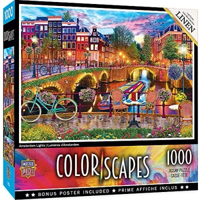 Image of Masterpieces 1000 Piece Jigsaw Puzzle for Adults, Family, Or Kids Amsterdam Lights 19.25&quot;x26.75&quot;