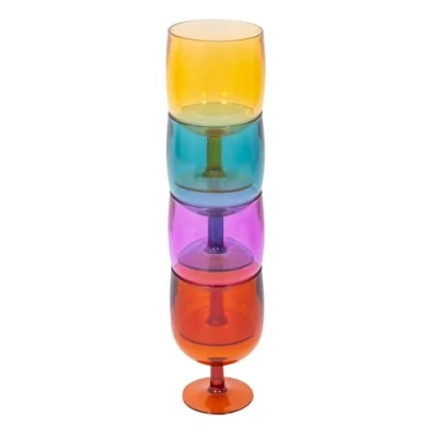 Image of YöL Set of 4 Stackable Wine Glasses Goblets Summer Party Dining Picnic BBQ Indoor Outdoor Cups Drinking