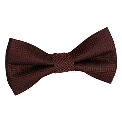 Image of DQT Boys Greek Key Patterned Wedding Tuxedo Pre tied Bow Tie Burgundy