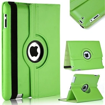 Image of TechDealsUK PU Leather 360 Degree Rotating Stand Swivel Case Folio Cover For Apple iPad 4 3 2 (Green)