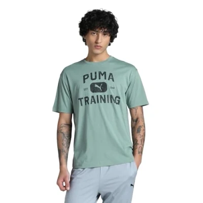 Image of Puma Graphics Train LOGO Relaxed TEE Sports Tshirt, Men&#039;s, Size: Medium, Green moon