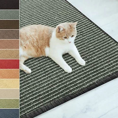Image of Sisal Cat Scratching Mat, Large Scratch Mat (Grey, 60 x 80 cm) Non Slip Claw Board Pad, Natural Carpet, Woven Furniture Protector