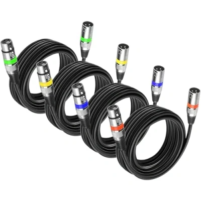 Image of 4Pack 3 Pin Dmx Cable Lighting Cable, Cables 5m 15ft Female to Male XLR Mic Leads Wire for Stage Lights or DJ Mixer System Signal Connection