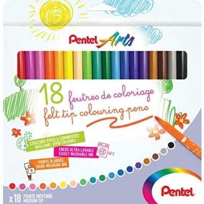 Image of Pentel Arts SCS2E 18 Felt Tip Pens Medium Pack of