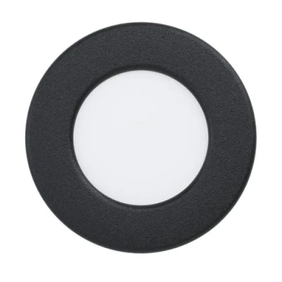Image of Eglo Recessed LED Ceiling spot Fueva 6, Round Bathroom Downlight, Black Plastic lamp, Flat Spotlight, Warm White Cold White, IP44, ∅ 8.6 cm
