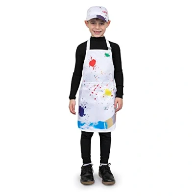 Image of Dress Up America Painter Costume for Kids Artist Apron and Cap Set Girls Boys