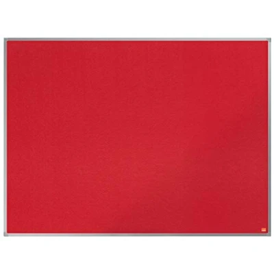 Image of Nobo Felt Noticeboard, 1200 x 900 mm, Aluminium Trim, Corner Wall Mounting, Essence Range, Red, 1904067