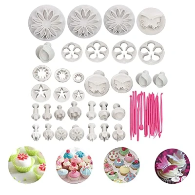 Image of VONUOBEY 47pcs Cake Mould Flower Fondant Sugarcraft Decorating Set Kit Cookie Mold Icing Plunger Cutter Tool