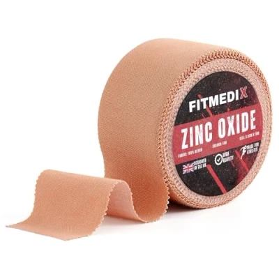 Image of Zinc Oxide Tape 3.8cm x 10m (Tan) High Strength Sports Plantar Fascia, Wrist &amp; Knee Blister Prevention Athletic Ankle for Netball, Football, Rugby 1 Roll
