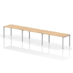 Image of Impulse Bench Single Row 3 Person 1600 Silver Frame Desk Maple