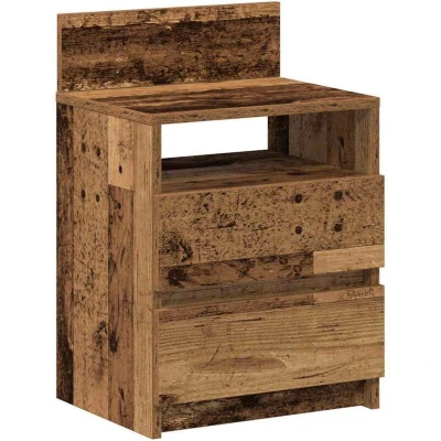 Image of vidaXL bedside cabinet nightstand &amp; bedroom table with 2 drawers old wood engineered 40x33x60 cm ideal storage modern functional furniture for decor