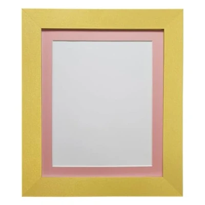Image of FRAMES BY POST Metro Picture Photo Frame Gold with Pink Mount 40 x cm Image Size 12 Inch Plastic Glass