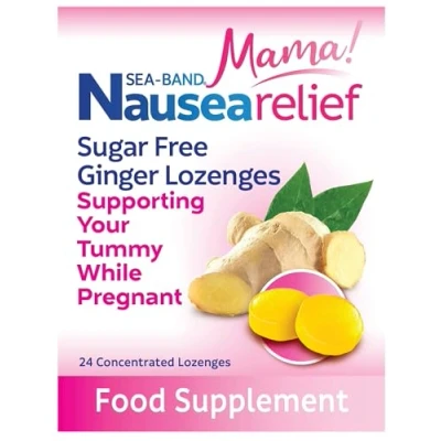 Image of Sea Band Mama! Sugar Free Ginger Lozenges, Motion Sickness, Nausea and Morning Sickness Relief while Pregnant (24 Pack of 1)