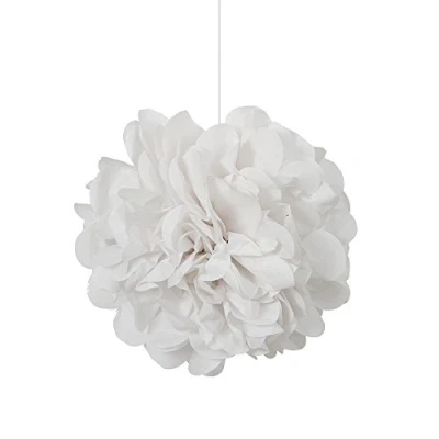 Image of White Mini Puff Tissue Hanging Decorations (22cm) Set of 3 Fluffy Charms for Parties, Events, and Home Decor
