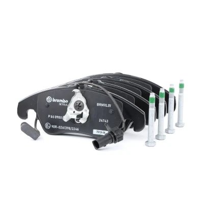 Image of 4GD698151, L4GD698151, L4GD698151A brake pad set BREMBO P 85 098X incl. wear warning contact with caliper screws without accessories