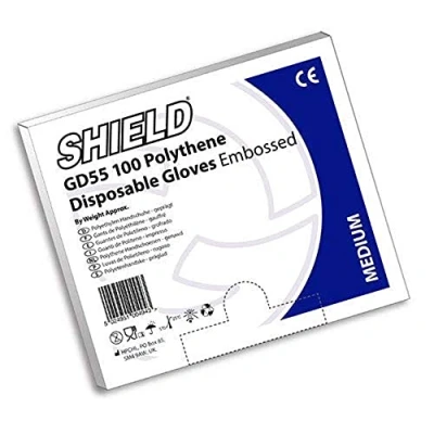 Image of Disposable Embossed Polythene Gloves Box of 100 Medium