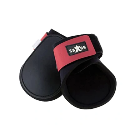 Image of Saxon Contoured Fetlock Boots, Black/Pink, Cob