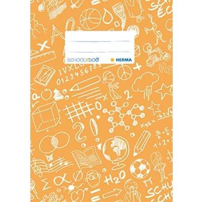 Image of HERMA Schoolydoo 19416 Notebook Covers A5 Orange, Pack of 10, with Labelling Label Made Durable and Wipe Clean Polypropylene Film, Cover Set for School Notebooks, Coloured