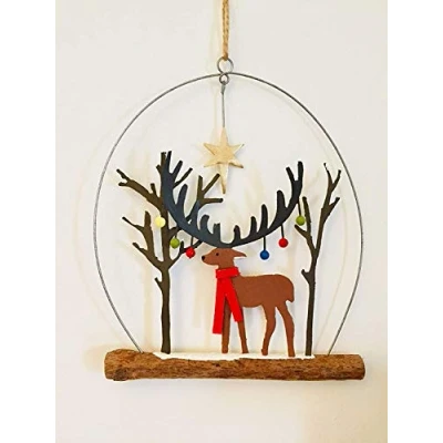 Image of Shoeless Joe Christmas Bauble Stag Driftwood Hanger