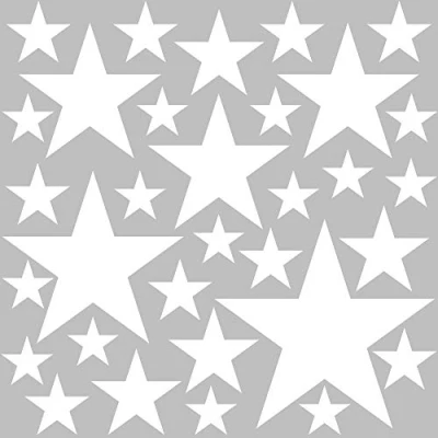 Image of PREMYO Set of 32 Star Wall Stickers Kids Nursery Decor Easy to Apply Decals for Bedrooms Girls Boys White