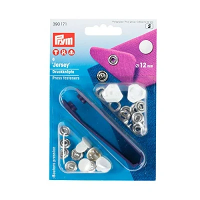 Image of Prym Smooth Cap White (12mm) Non Sew Press Fasteners Jersey 1 Unit