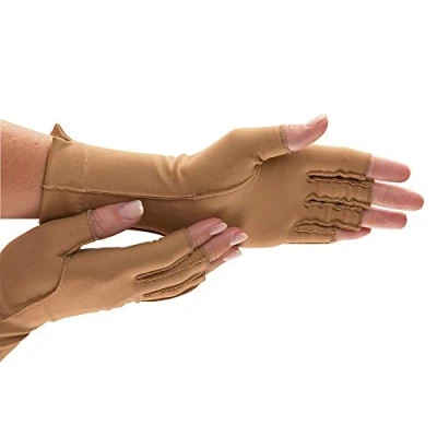 Image of isotoner Unisex&#039;s Hand Finger (One Therapeutic Gloves, Left, Small, Open Fi, Camel, S