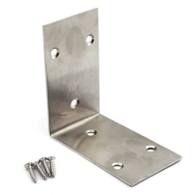 Image of (4 Pieces) Angle Connector Corner Brackets Stainless Steel L Shape Brace for Wood Shelving 48x85x85mm