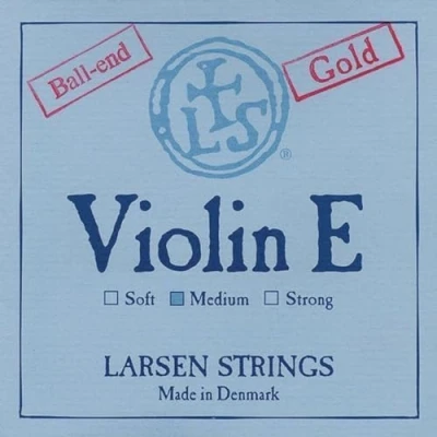 Image of Larsen Violin Strings Original Synthetic,Fibre Core E Gold, stainless steel, gold plated, with ball end, medium