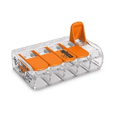 Image of Wago Compact 5 Way Lever Terminal Connector Transparent 4mm 221 415