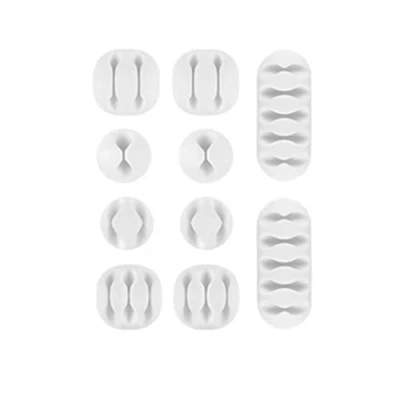 Image of Rohans Desktop Cable Holder Clips, 10 Pack Management Cord Organiser Clips Silicone Adhesive for USB Charging Mouse Wire PC Office Home (White)