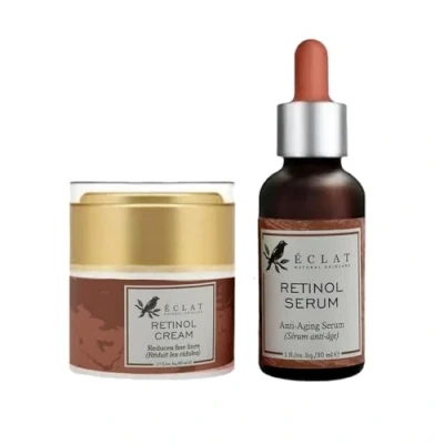 Image of Eclat Retinol Serum 30ml + Cream 50ml, Anti ageing Serum, Wrinkle Moisturiser, Reduces Fine Lines &amp; Wrinkles, Improves Skin Texture, Vitamins C E