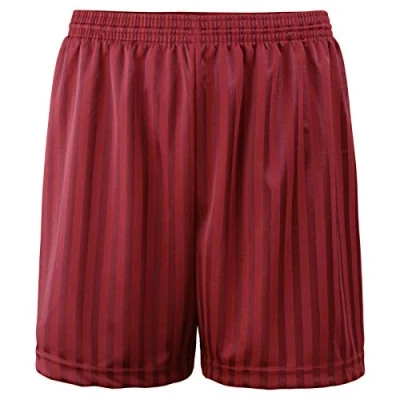 Image of Hiffy Kids Unisex Shadow Stripe Gym Sports Games School PE Shorts Age 2 13 Years (Maroon, Years)