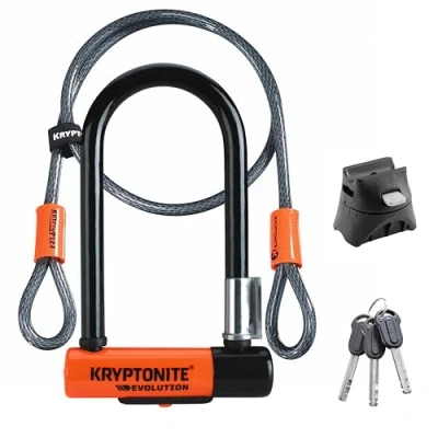 Image of Kryptonite Unisex Lock With Flex Cable and Bracket, Orange, 7 Inch